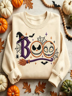 Women's Halloween Scary Pumpkin Face Art Print Hooded Sweatshirt