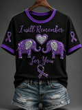 Women's Fashion Alzheimer's Support Pattern Printed T-shirt