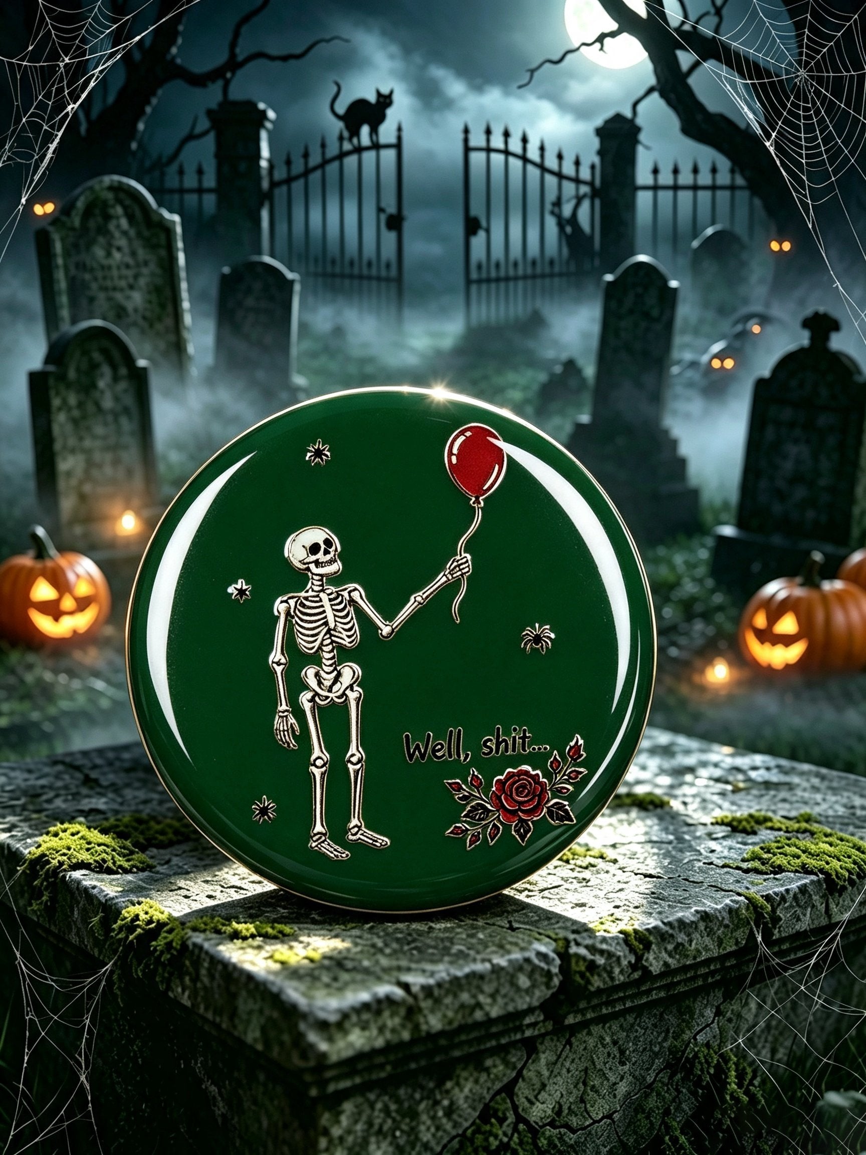 Unisex Retro Halloween Well, shit...  Pin-Back Button