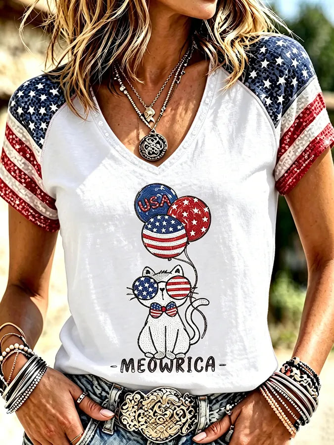 Women's Cats Print Casual T-shirt