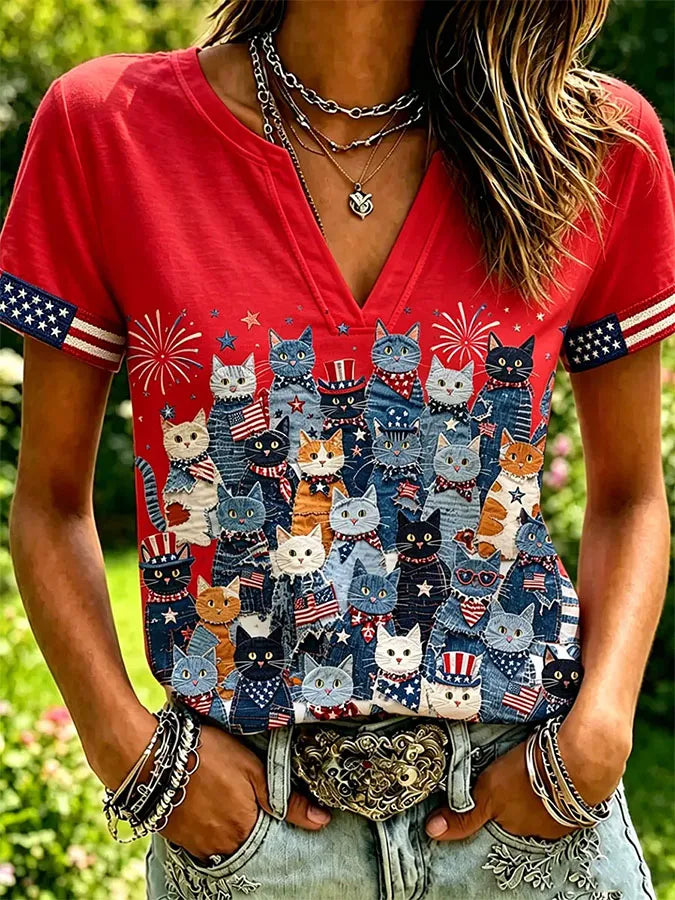 Women's Casual Printed Short-Sleeve Top