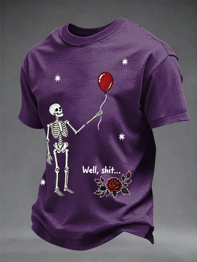 Men's Retro Halloween Well, shit... Printed Casual T-Shirt
