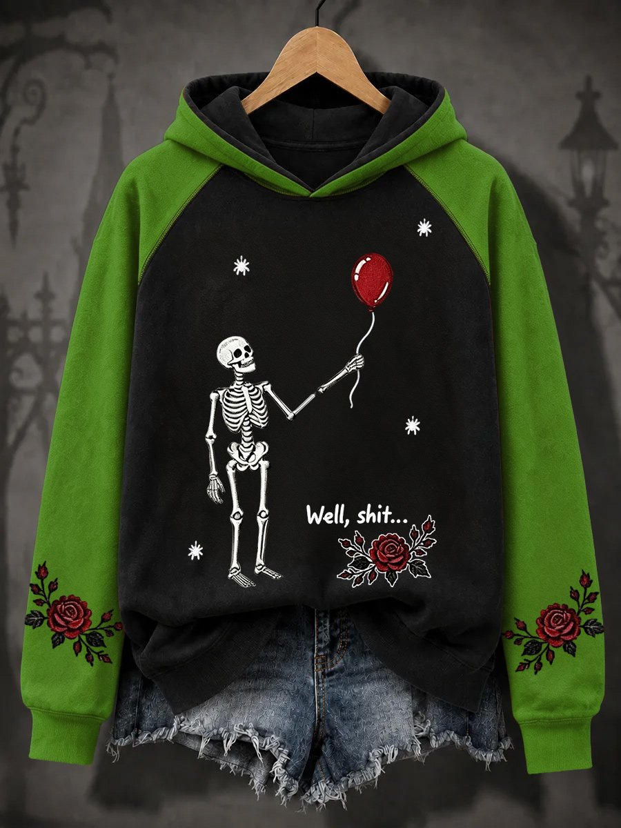 Women's Retro Halloween Well, shit... Printing Hoodie
