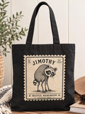 Casual Jimothy Raccoon Print Canvas Tote Bag