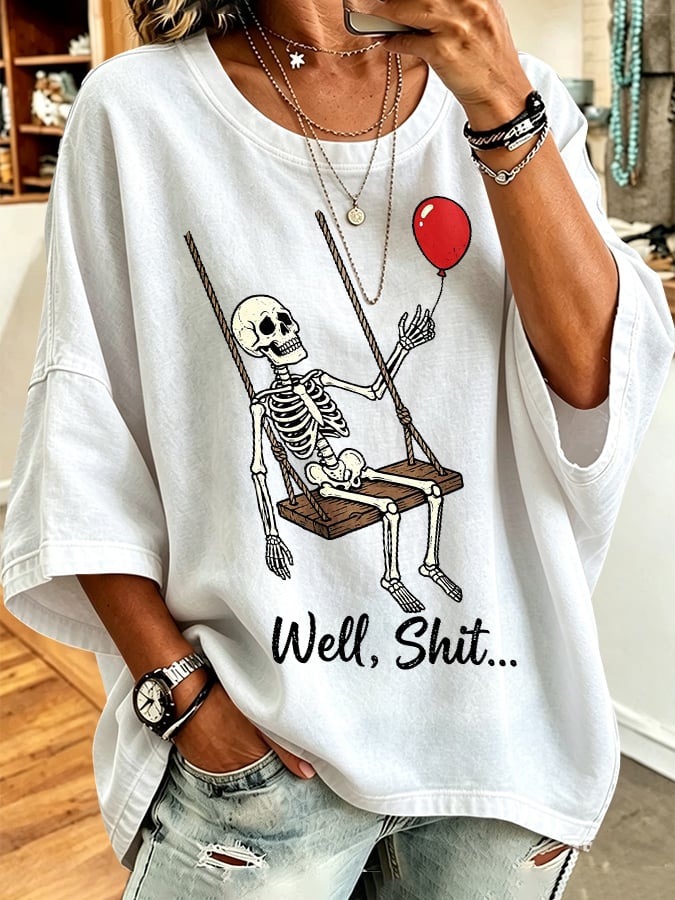 Women's Retro Halloween Well, Shit... Printed Sweatshirt