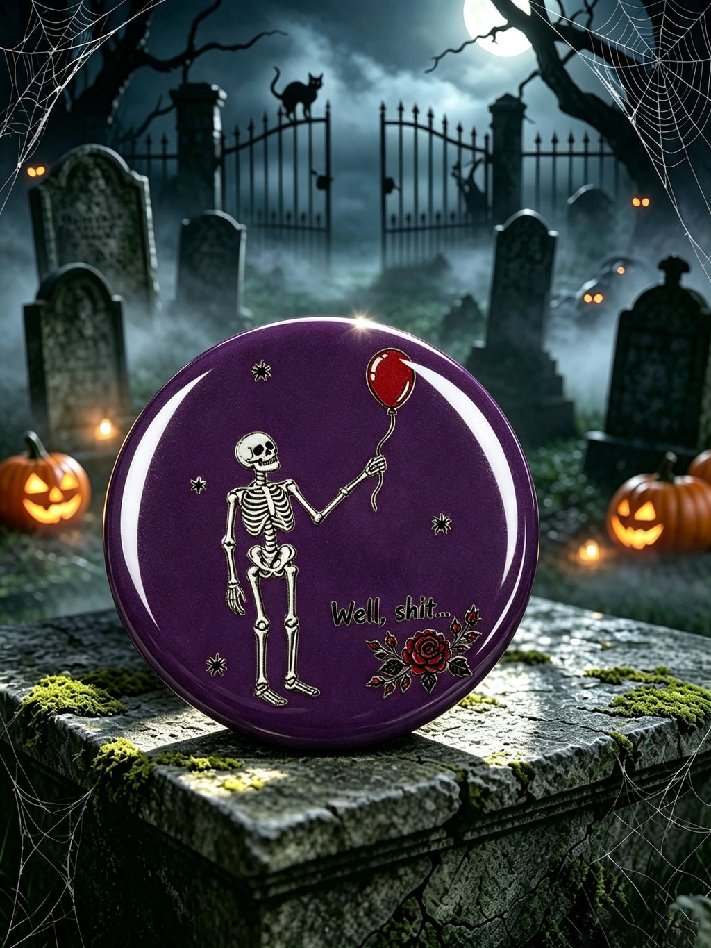 Unisex Retro Halloween Well, shit...  Pin-Back Button