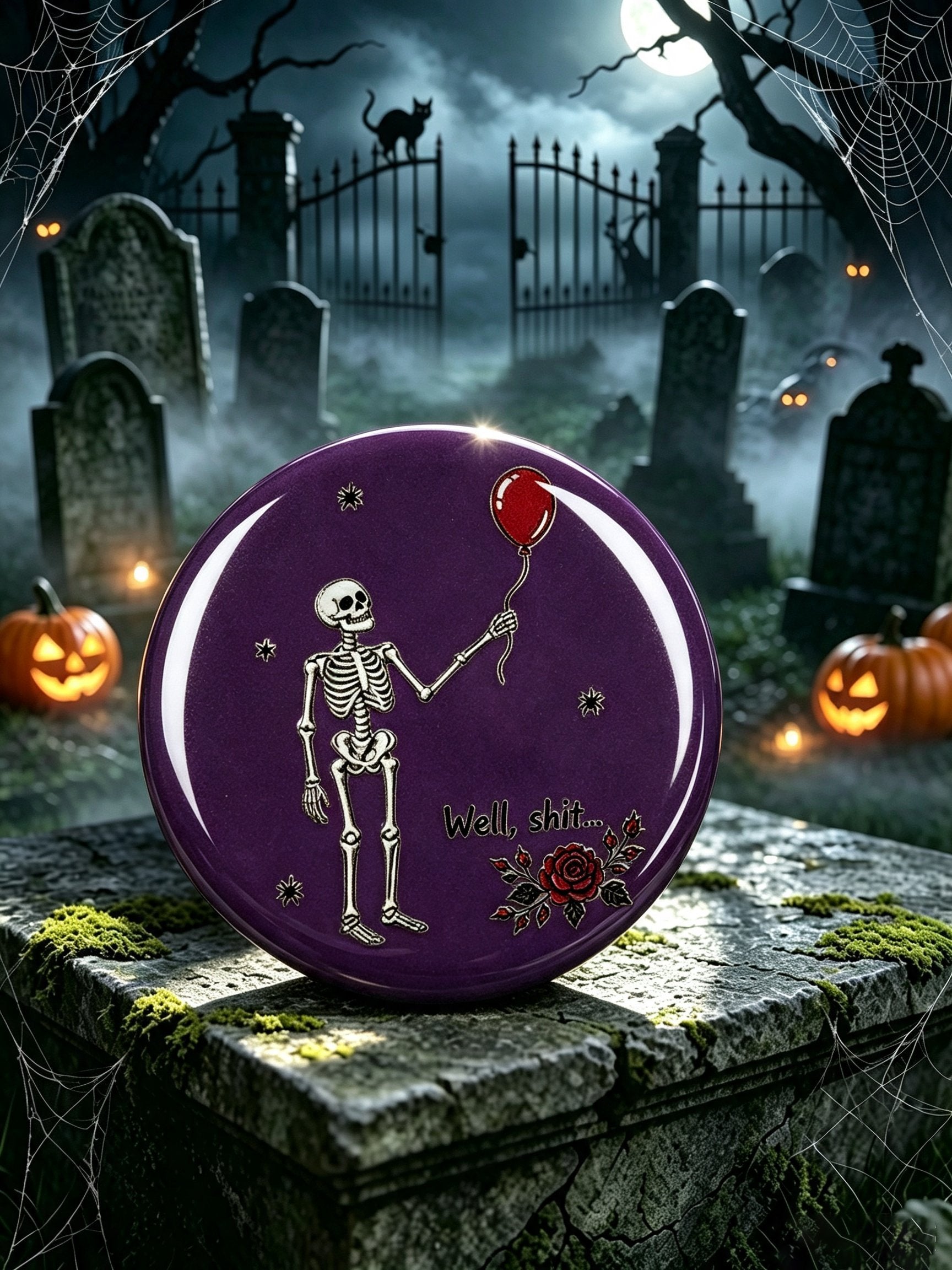 Unisex Retro Halloween Well, shit...  Pin-Back Button