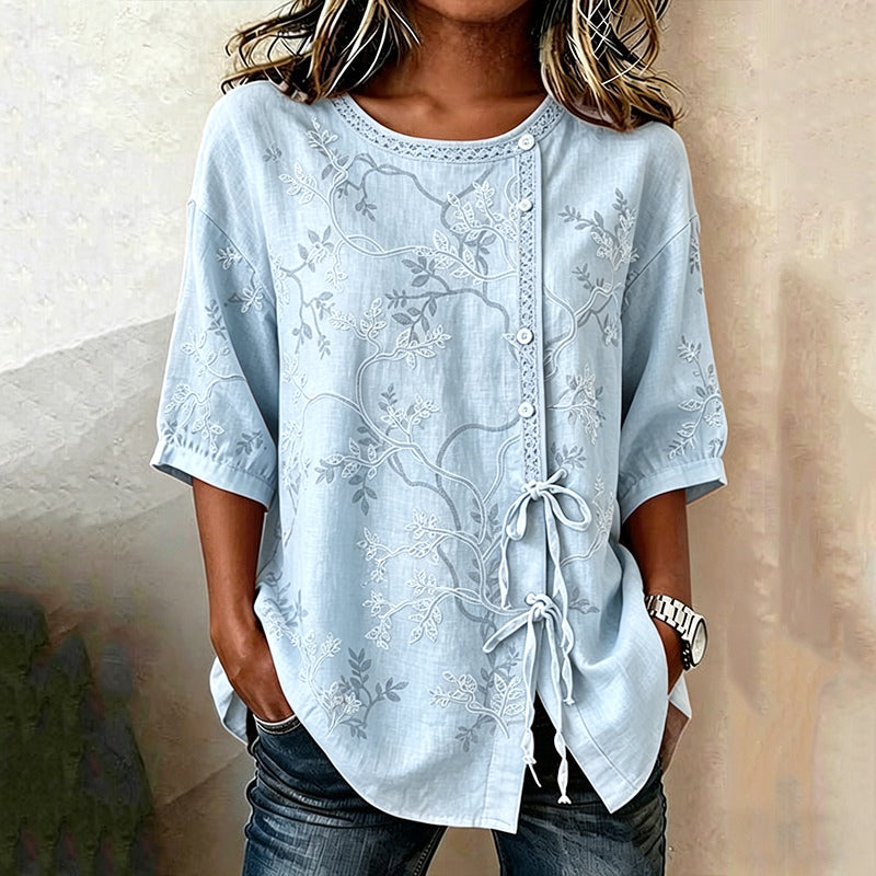 Women's Casual Floral Print Short-sleeved Top