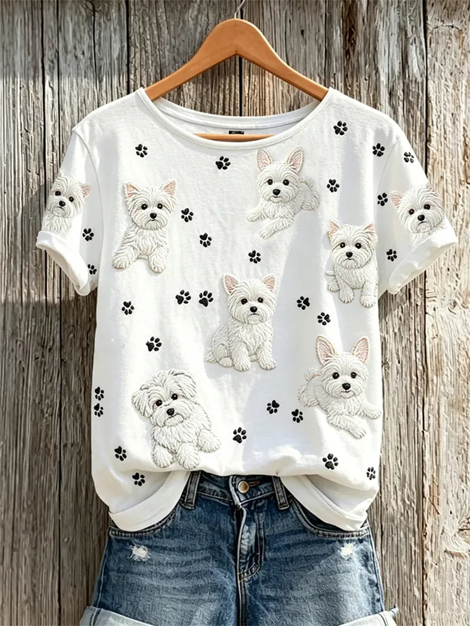 Women's Cute Dogs Print Casual T-shirt