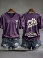 Women's Retro Halloween Well, Shit... Print V Neck T-Shirt
