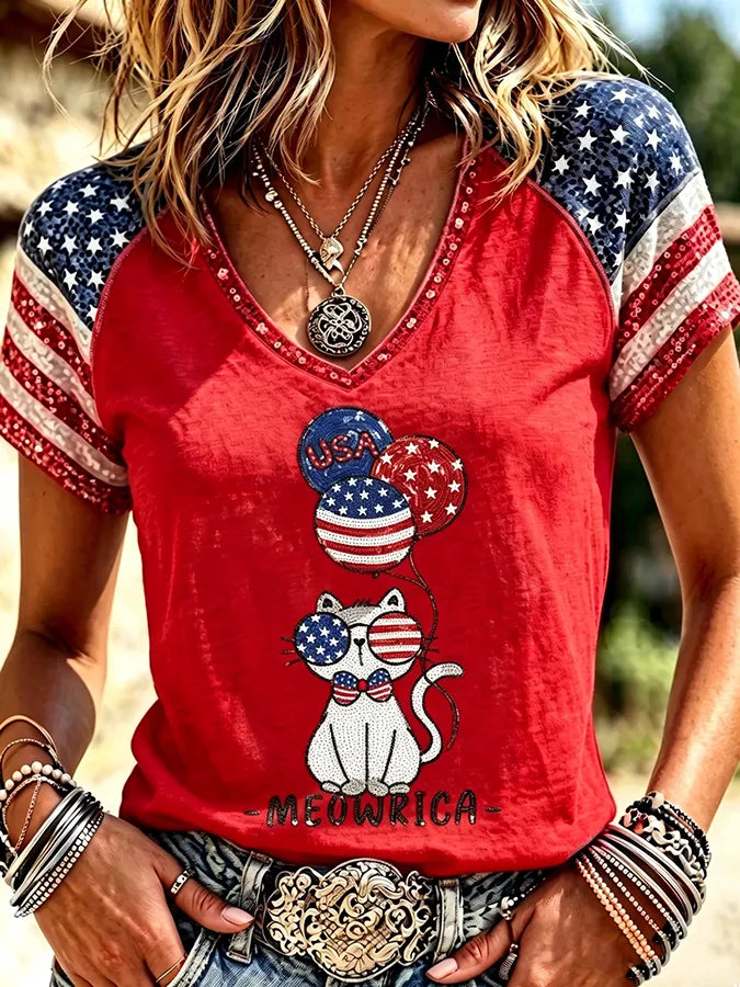Women's Cats Print Casual T-shirt