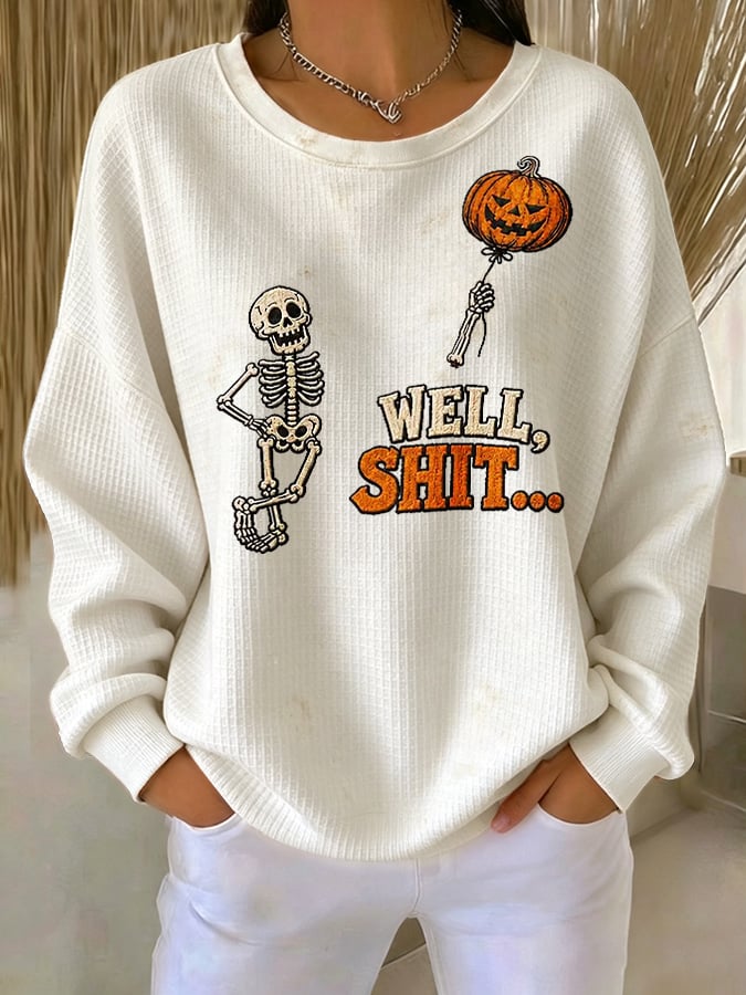 Women's Retro Halloween Well, Shit... Printed Sweatshirt