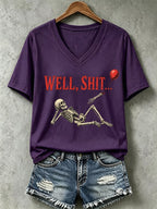 Women's Halloween Well, shit... Print V Neck T-Shirt