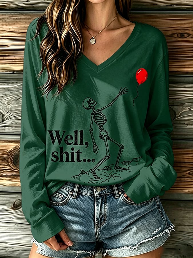 🔥🔥2nd 50% Off 🔥🔥Women's Retro Halloween Well, shit... Print T-Shirt
