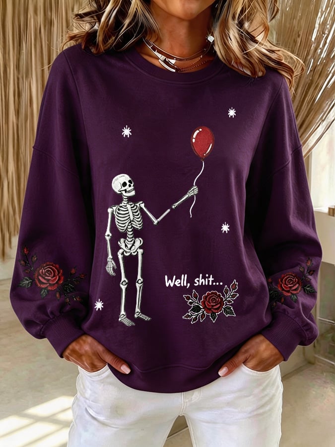 Women's Retro Halloween Well, Shit... Printed Sweatshirt