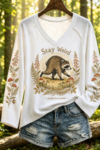 Women's Jimo Shi Raccoon V-neck Long Sleeve