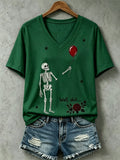 🔥🔥2nd 50% Off 🔥🔥Women's Halloween Well, shit... Printed V-Neck T-Shirts