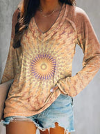Women's casual retro lotus T-shirt