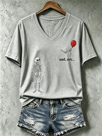 Women's Halloween Well, shit... Print V Neck T-Shirt