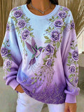 Women's Casual Print Long Sleeve Knit Top
