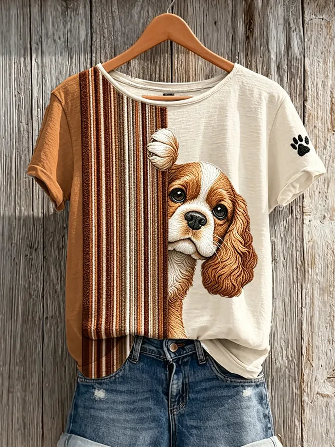 Women's Cute Dog Print Casual T-shirt