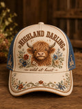 Vintage Fall Farm Highland Cow Graphic Hat
