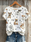 Women's simple cute dog animal printed T-shirt