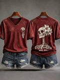 Women's Retro Halloween Well, Shit... Print V Neck T-Shirt