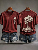 Women's Retro Halloween Well, Shit... Print V Neck T-Shirt