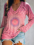 Women's casual retro lotus T-shirt