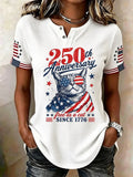 Women's Casual American 250th Anniversary Cat Art Top