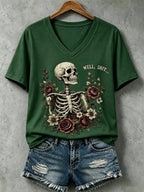 Women's Halloween Well, Shit... Print V Neck T-Shirt