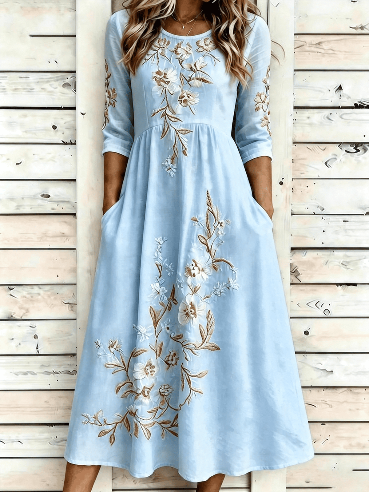 Women's Casual Round Neck Printed Loose Dress