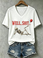Women's Halloween Well, shit... Print V Neck T-Shirt