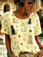 Women's Cats Print Casual T-shirt