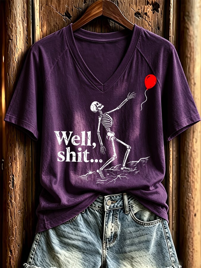 🔥🔥2nd 50% Off 🔥🔥Women's Halloween Well, shit... Printed Casual Short-Sleeve T-Shirt