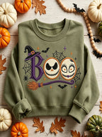 Women's Halloween Scary Pumpkin Face Art Print Hooded Sweatshirt