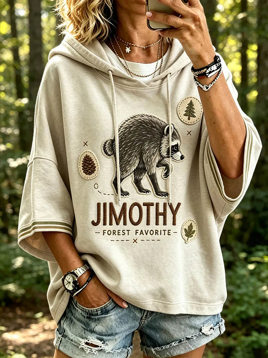 Women's Jimothy Raccoon Print Hooded Top
