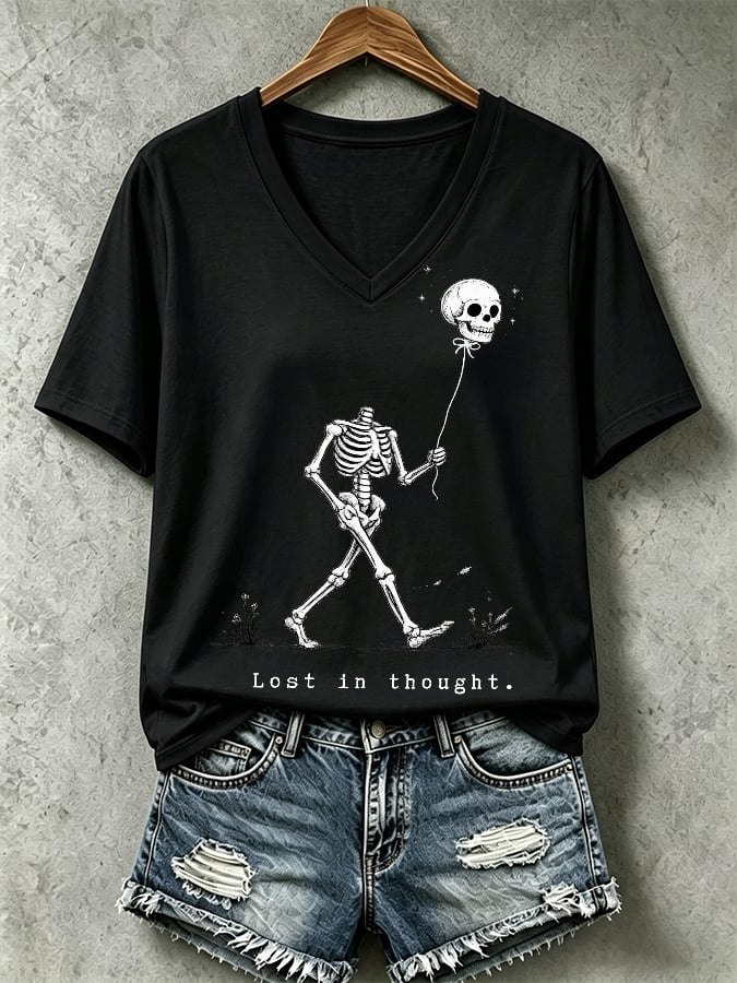 Women's Halloween Well, shit... Print V Neck T-Shirt