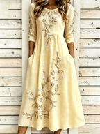 Women's Casual Round Neck Printed Loose Dress