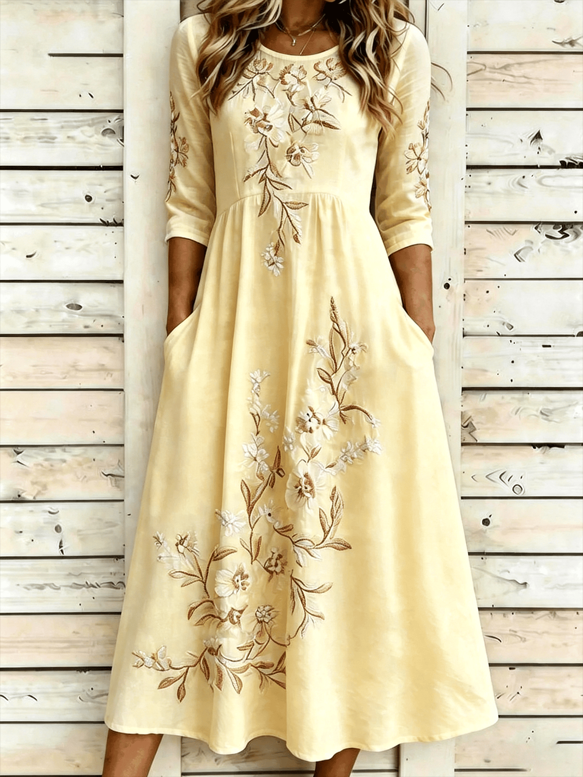 Women's Casual Round Neck Printed Loose Dress