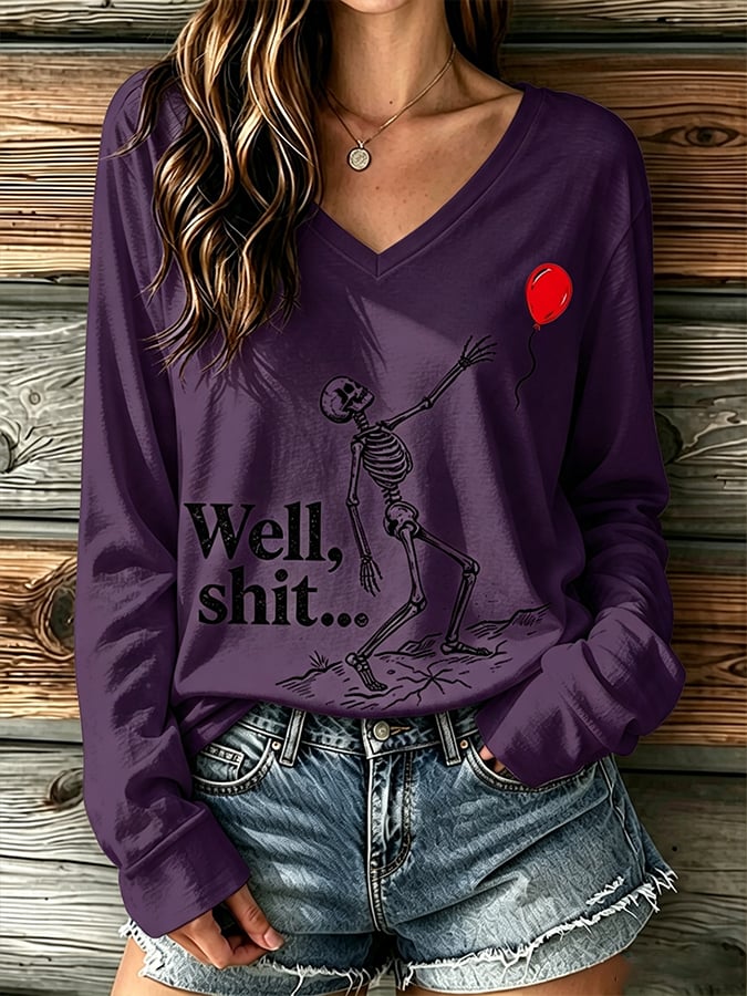 🔥🔥2nd 50% Off 🔥🔥Women's Retro Halloween Well, shit... Print T-Shirt
