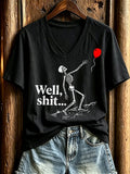 🔥🔥2nd 50% Off 🔥🔥Women's Halloween Well, shit... Printed Casual Short-Sleeve T-Shirt