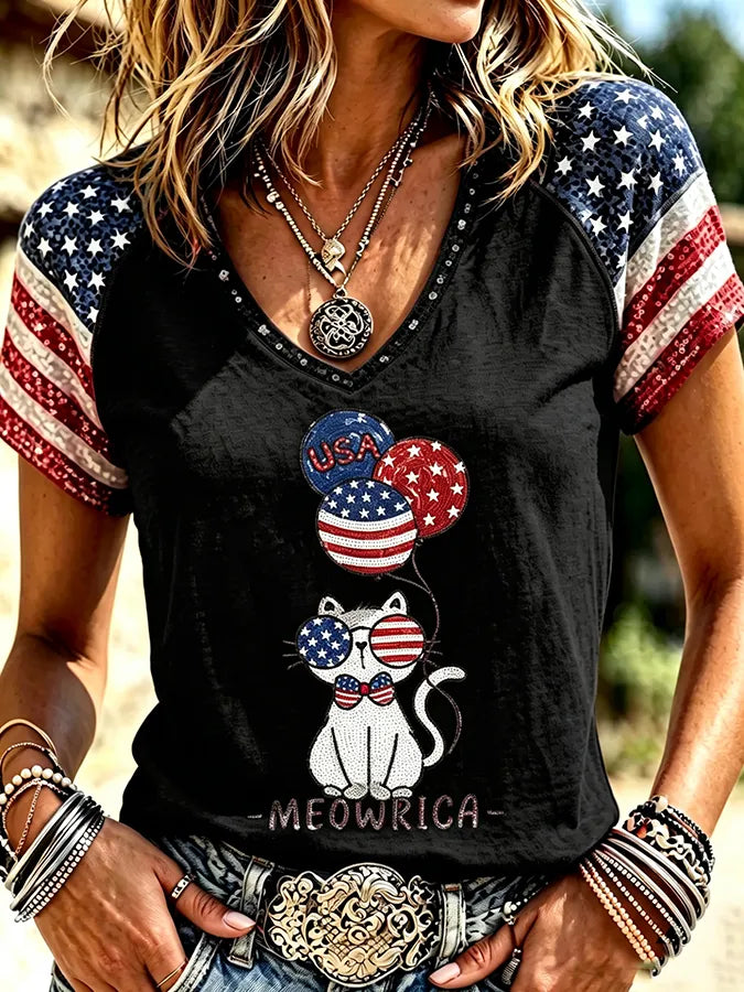 Women's Cats Print Casual T-shirt