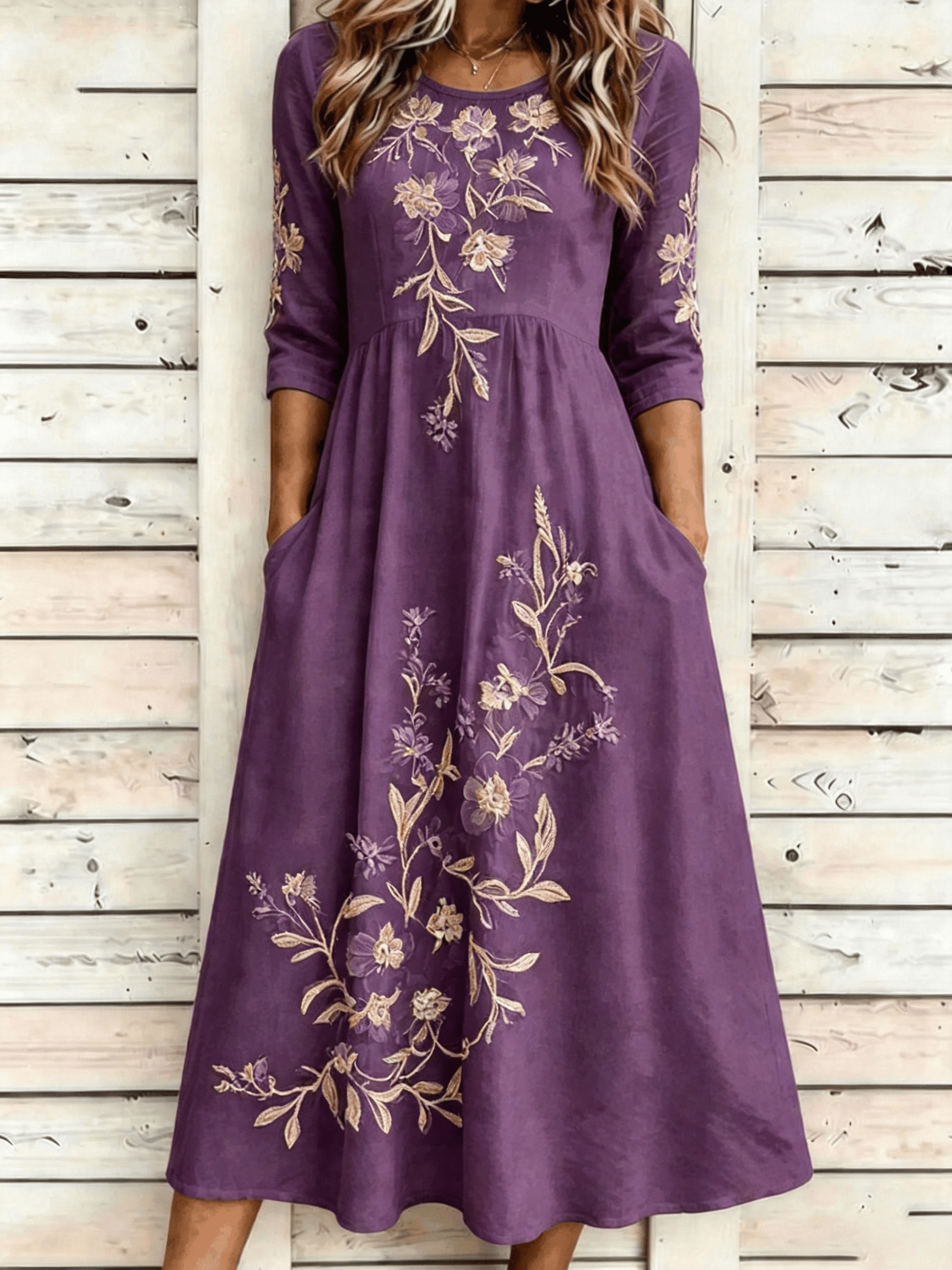Women's Casual Round Neck Printed Loose Dress