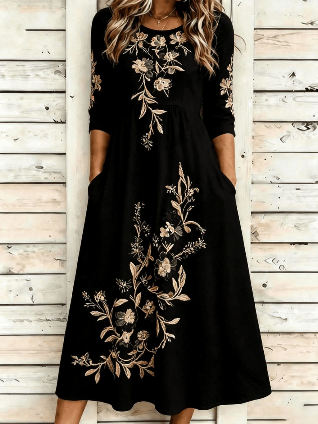 Women's Casual Round Neck Printed Loose Dress