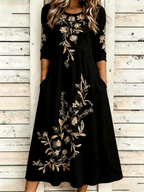 Women's Casual Round Neck Printed Loose Dress