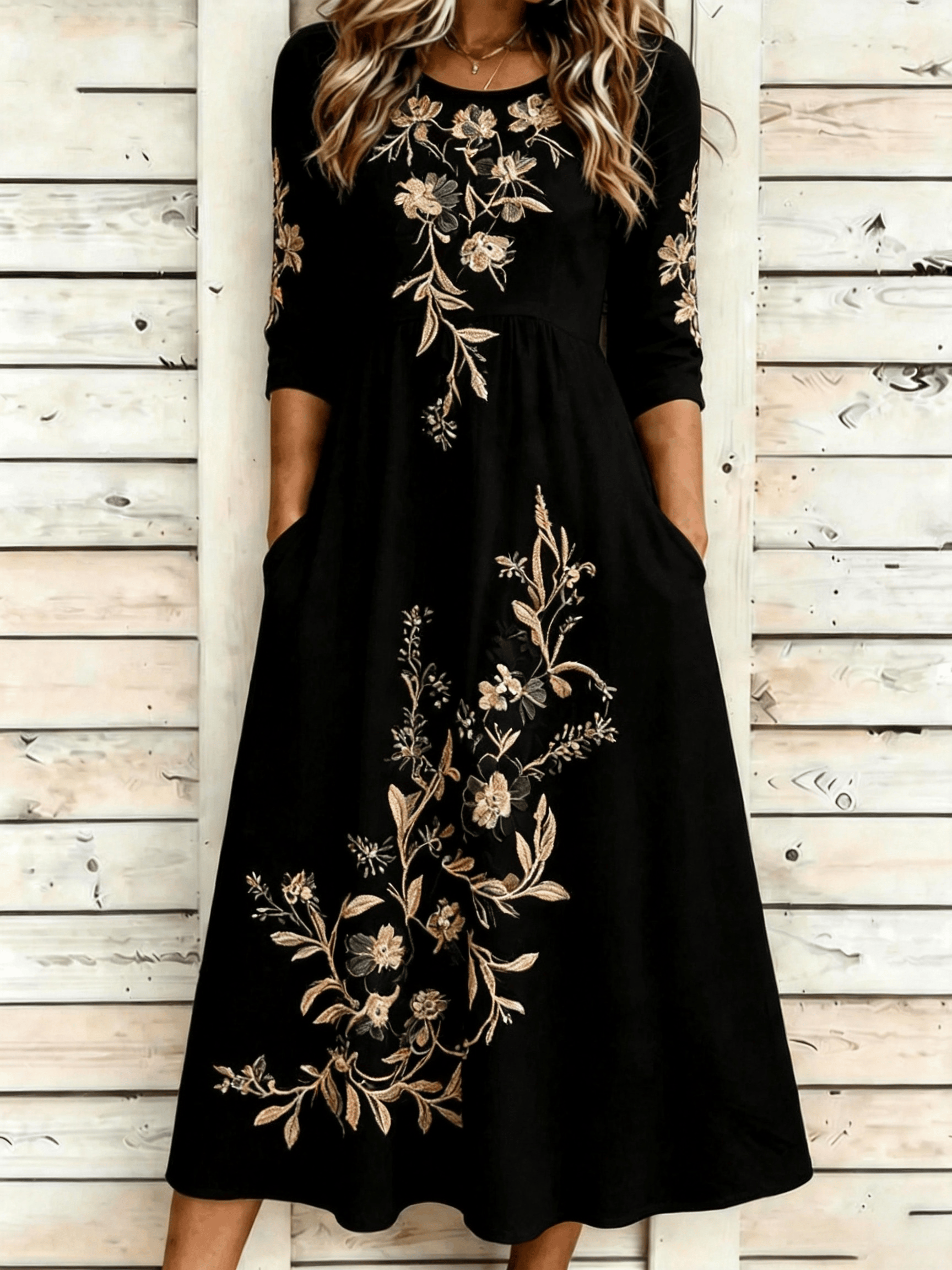 Women's Casual Round Neck Printed Loose Dress