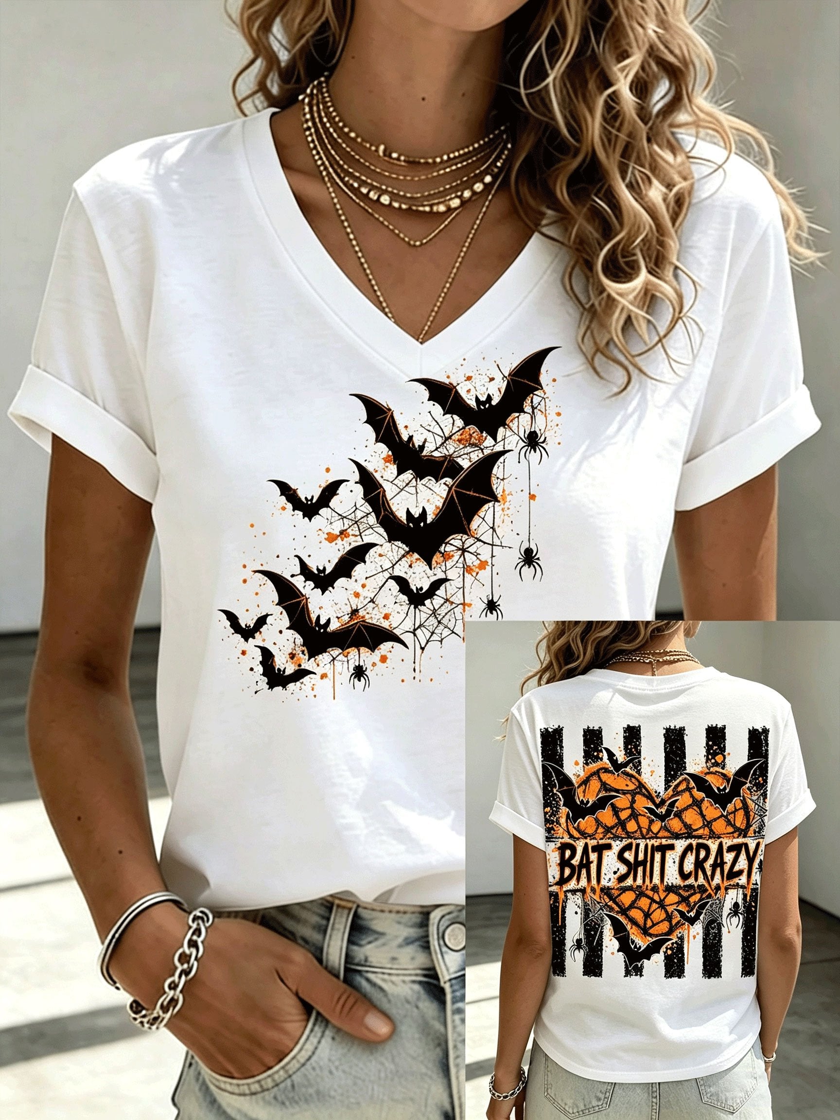 Women's Retro Halloween Casual Graphic T-Shirt