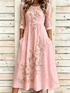 Women's Casual Round Neck Printed Loose Dress